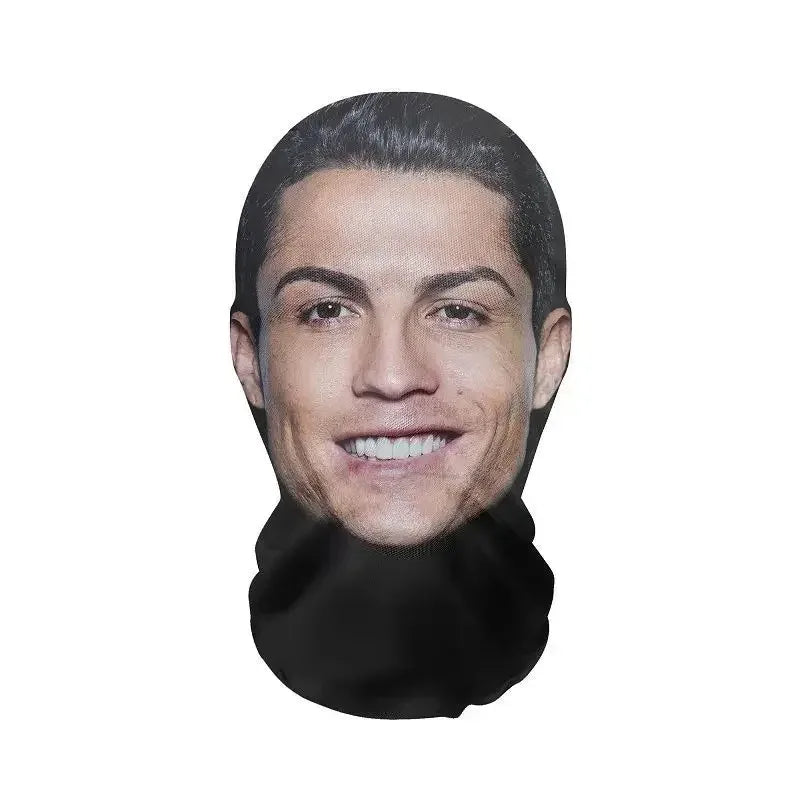 NEW 2026 3D Seamless Mask Funny Face Printed Head Scarf Celebrity Ice Silk Sunscreen Head Mask Halloween Cosplay Props