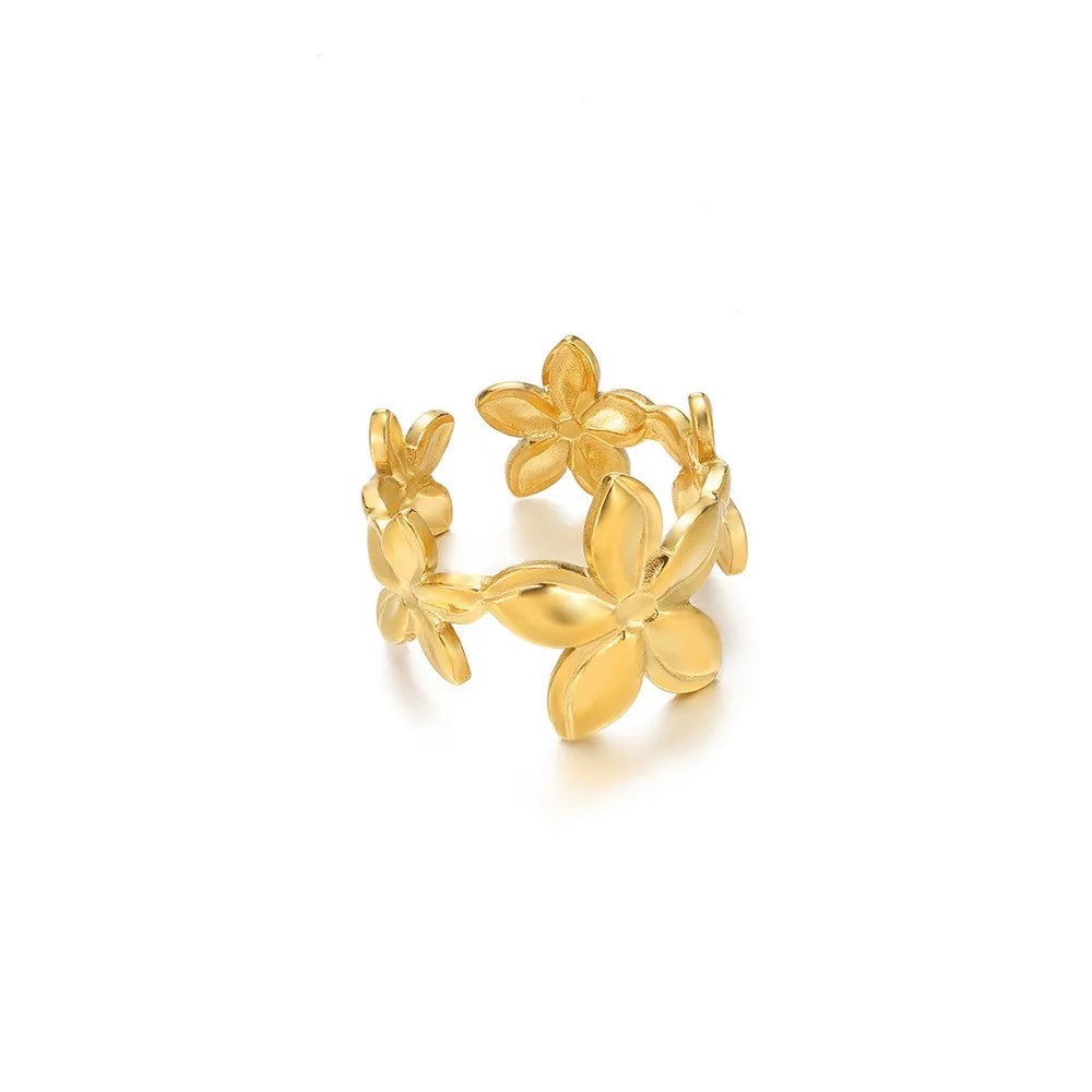 Bague Tournesol Acier Inoxydable — Or & Fleur Exagérée