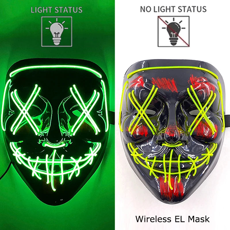 Masque LED Néon Purge — Cosplay Halloween Carnaval Soirée Déguisement