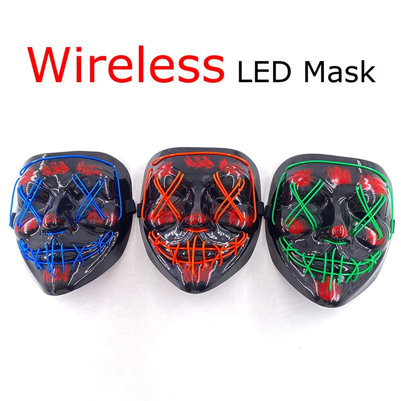 Masque LED Néon Purge — Cosplay Halloween Carnaval Soirée Déguisement