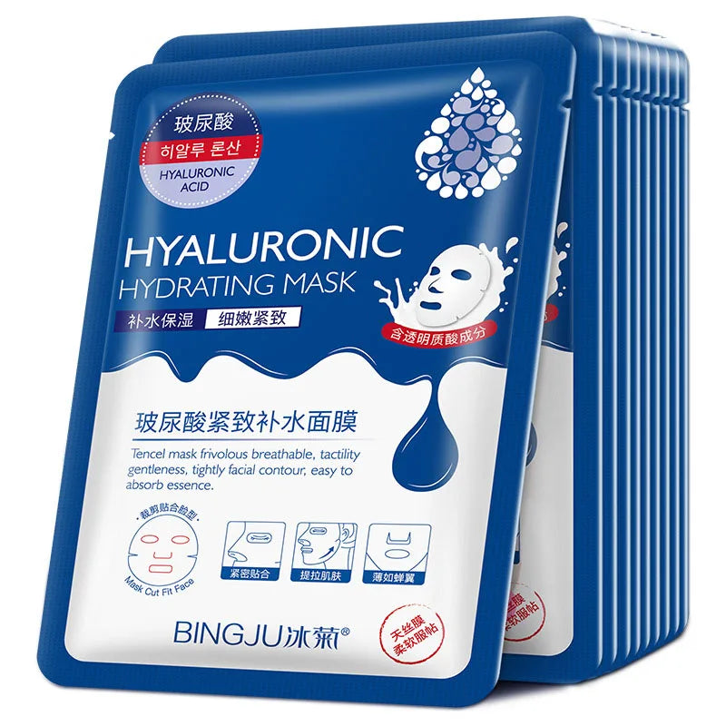 Masques Visage Acide Hyaluronique & Collagène – Lot de 20 | Hydratation Intense