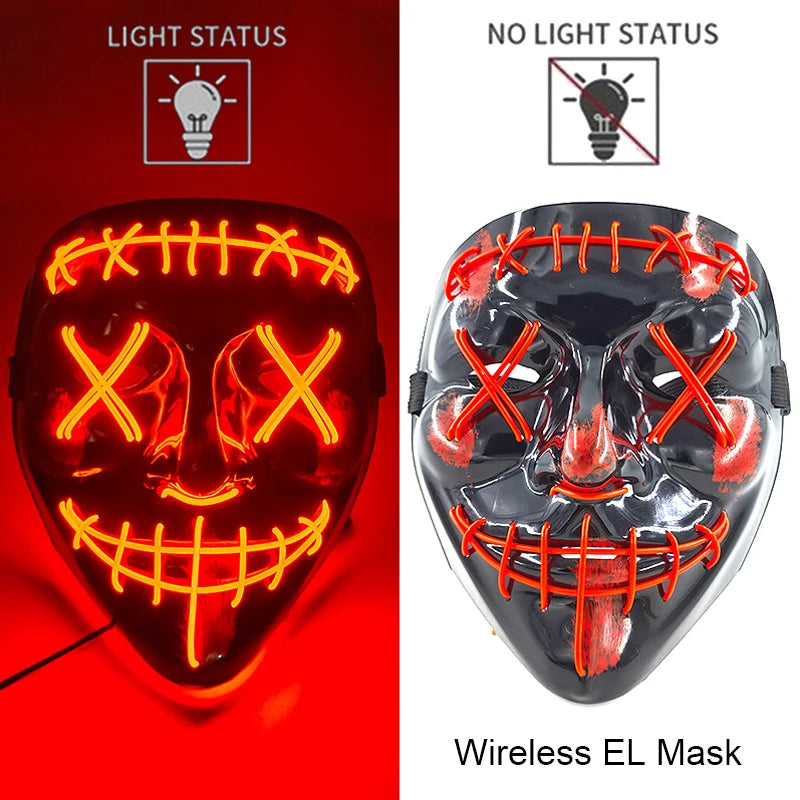Masque LED Néon Purge — Cosplay Halloween Carnaval Soirée Déguisement