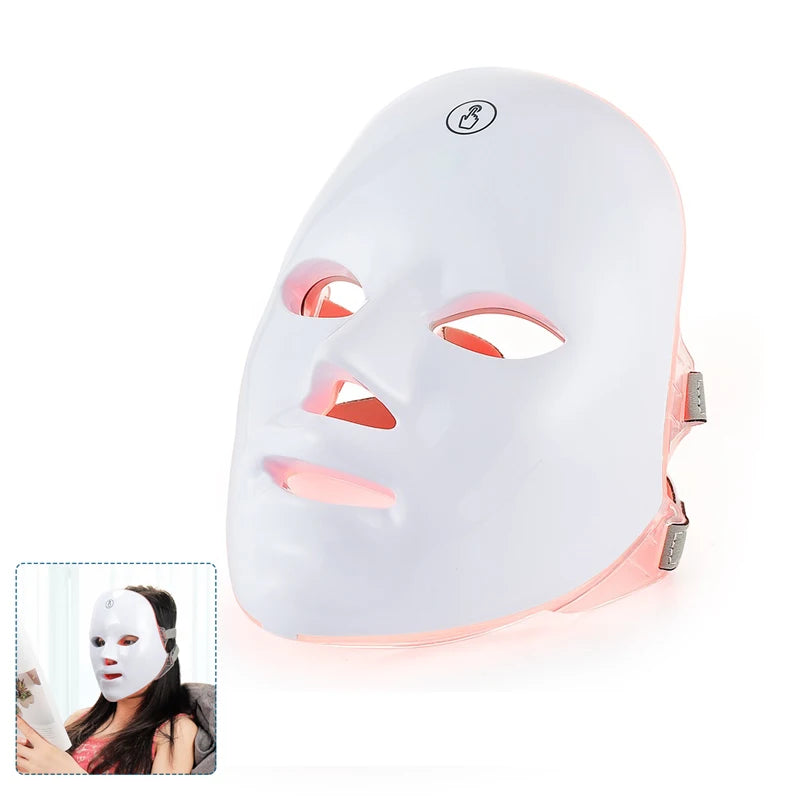Masque LED Photonique 7 Couleurs — Luminothérapie Visage & Cou Sans Fil