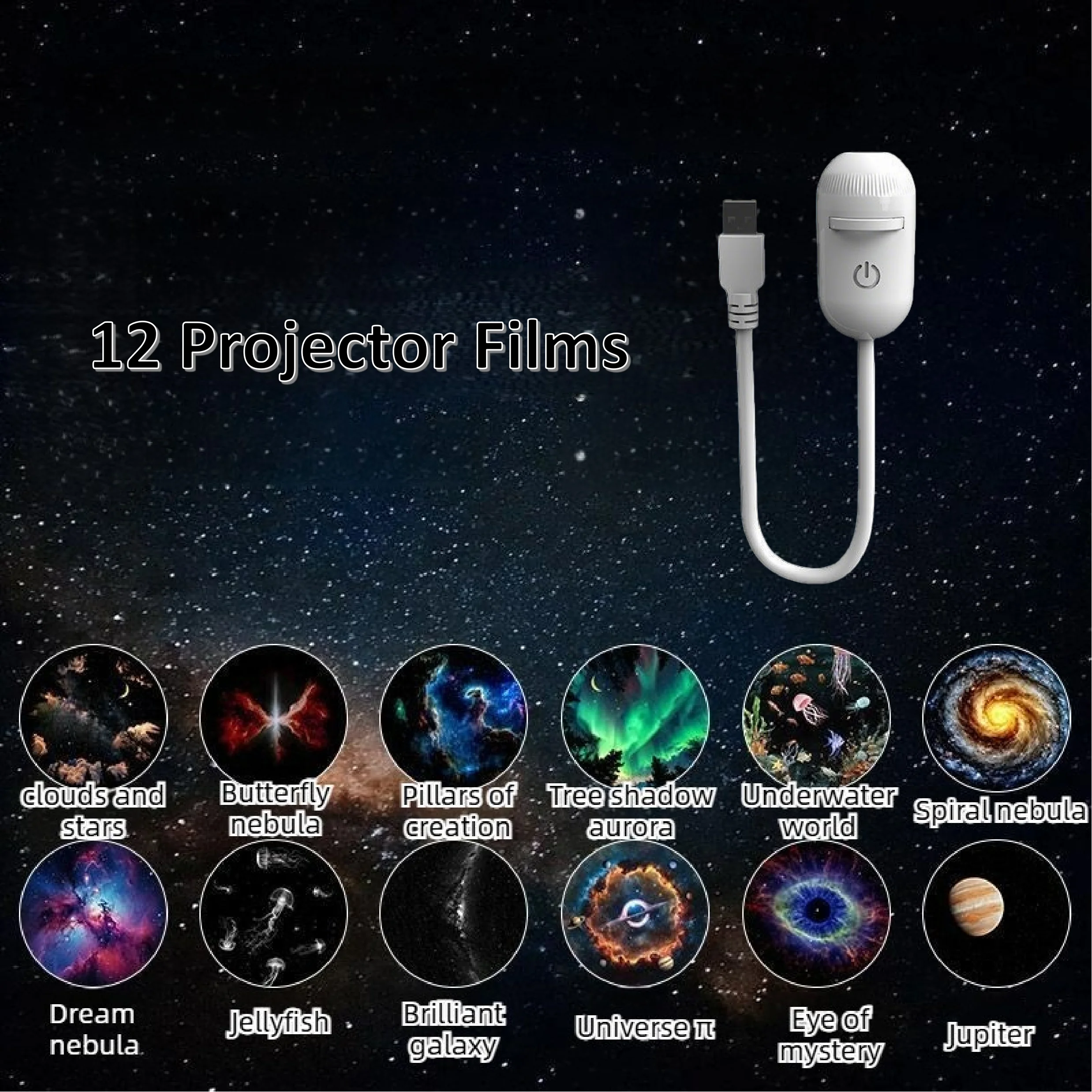 Projecteur Galaxie 2-en-1 Veilleuse Atmosphère — Rotation 360° Tactile USB Cadeau Romantique