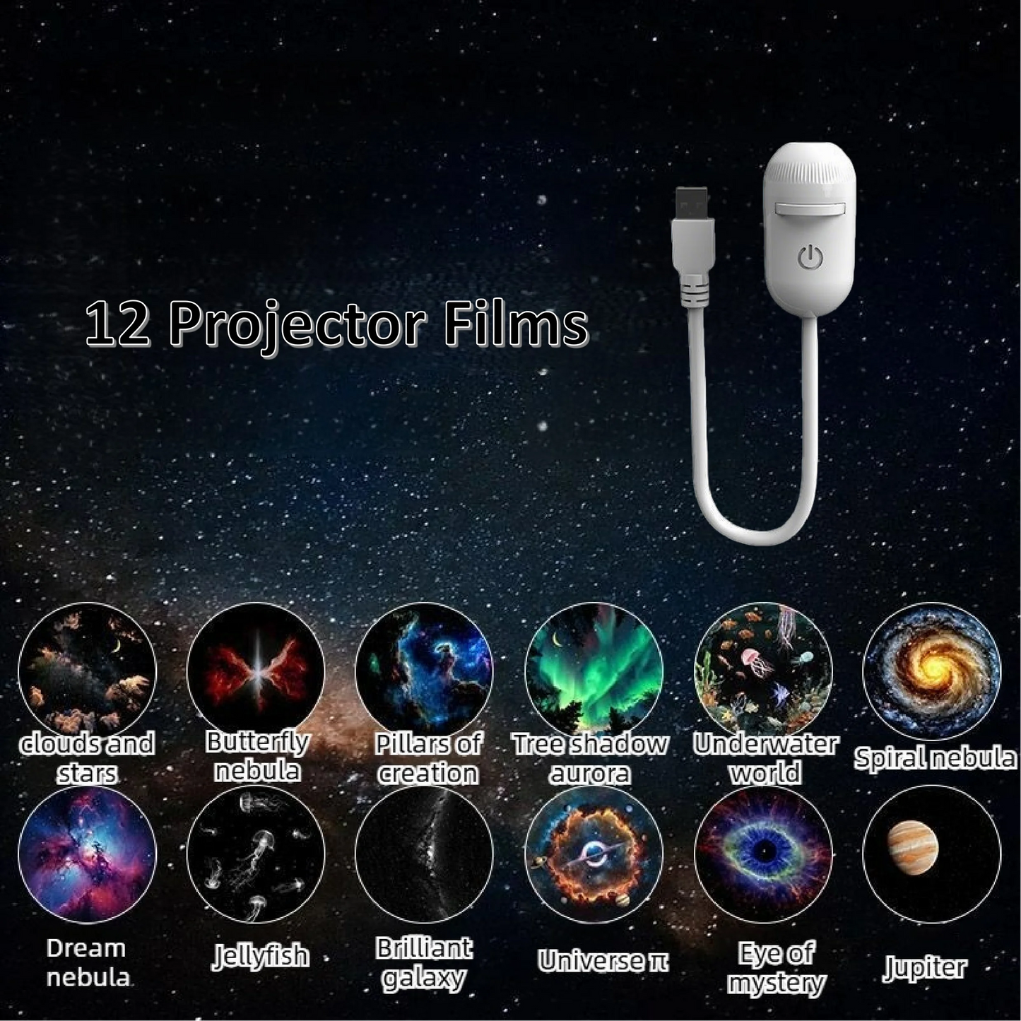 Projecteur Galaxie 2-en-1 — Veilleuse Ciel Étoilé