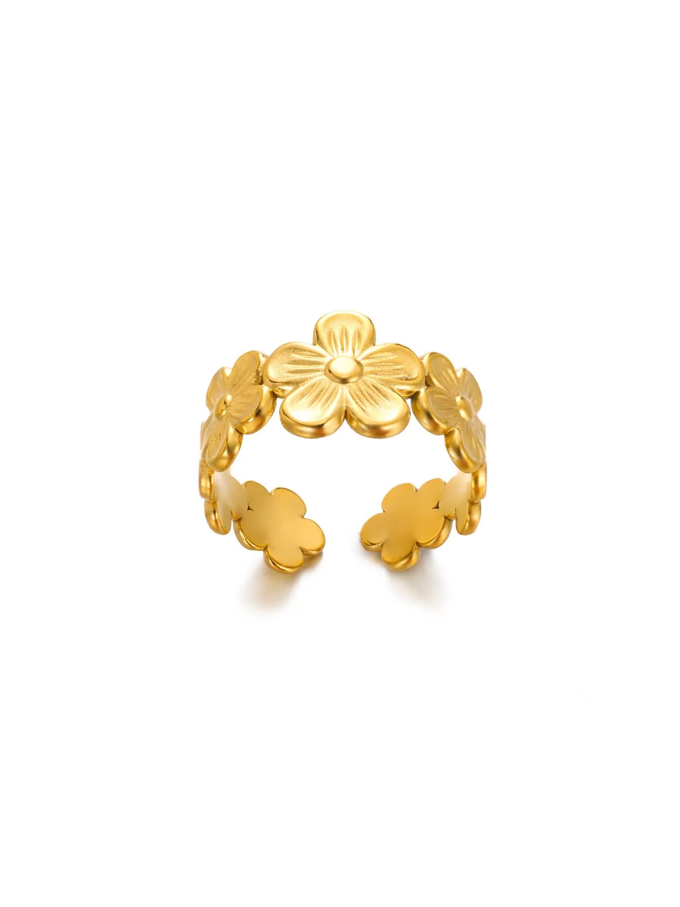 Bague Tournesol Acier Inoxydable — Or & Fleur Exagérée