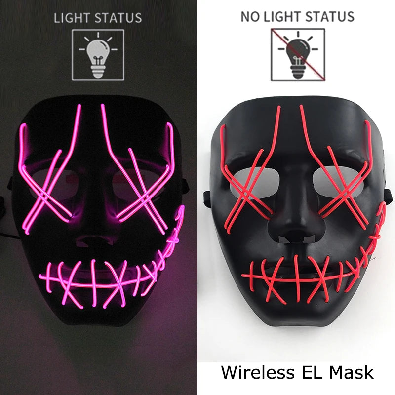 Masque LED Néon Purge — Cosplay Halloween Carnaval Soirée Déguisement