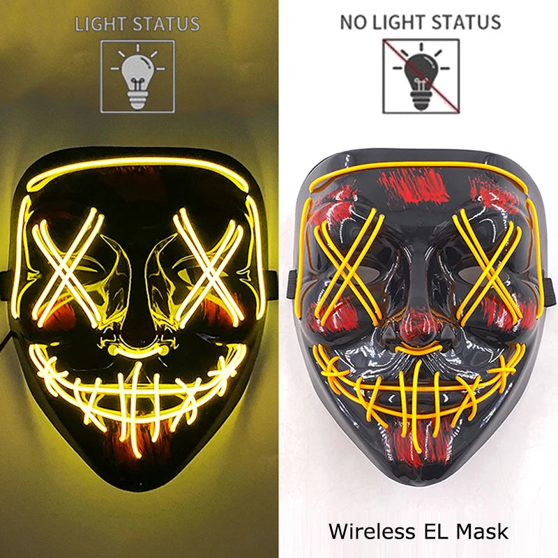Masque LED Néon Purge — Cosplay Halloween Carnaval Soirée Déguisement