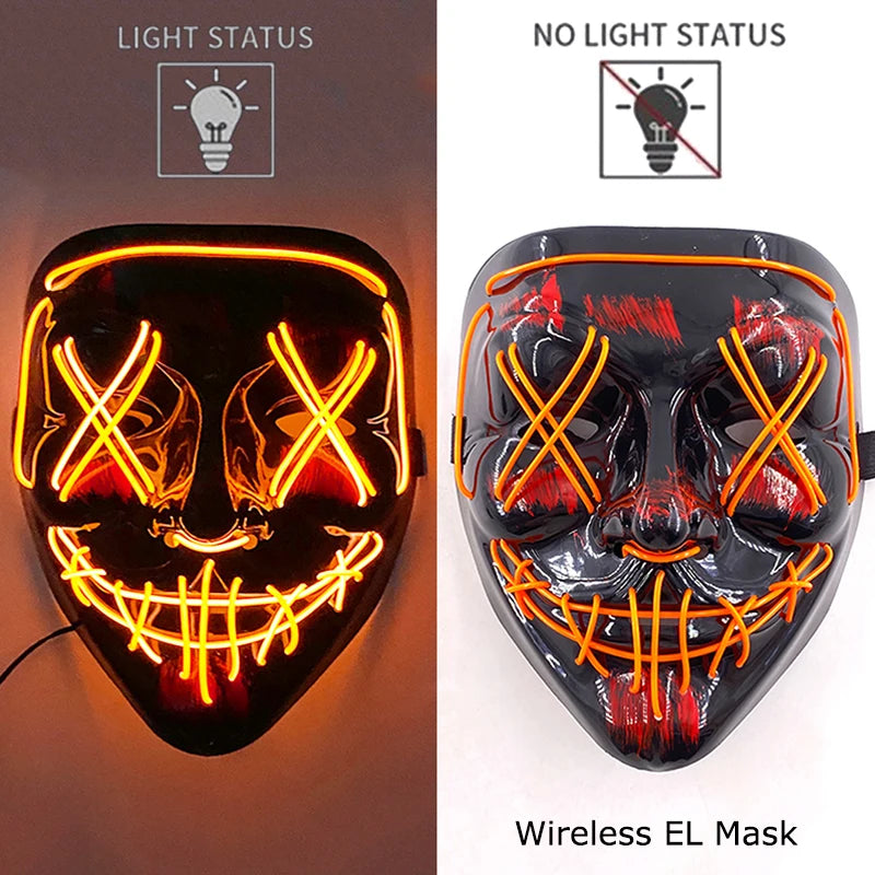 Masque LED Néon Purge — Cosplay Halloween Carnaval Soirée Déguisement