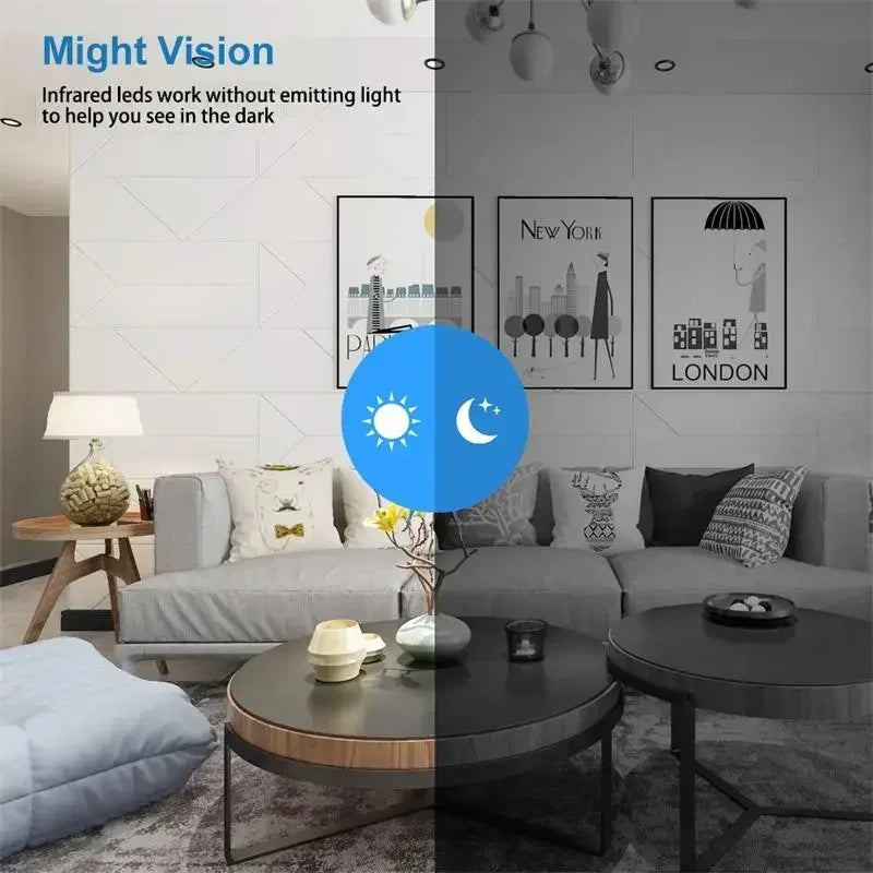 Mini Caméra WiFi 4K Lenovo — Vision Nocturne Détection Mouvement Intérieur & Extérieur