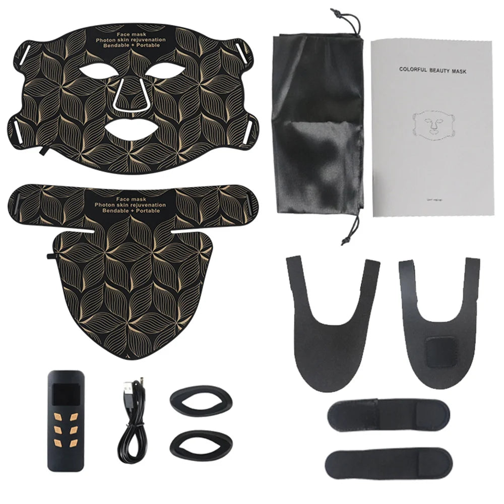Masque LED Visage & Cou 8 Couleurs – Photothérapie Anti-Âge & Anti-Acné
