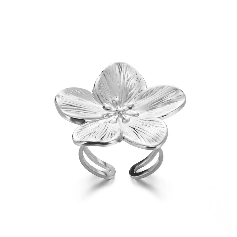 Bague Tournesol Acier Inoxydable — Or & Fleur Exagérée