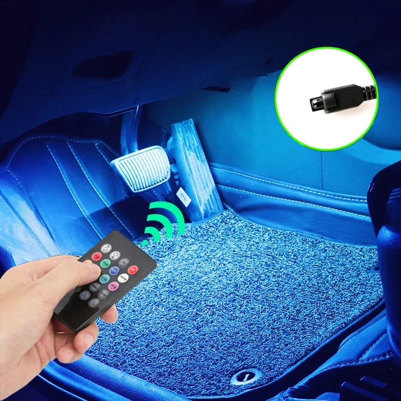 Kit LED Ambiance Voiture RGB NOXLH — Néons Pieds Sync Musique Télécommande ou App