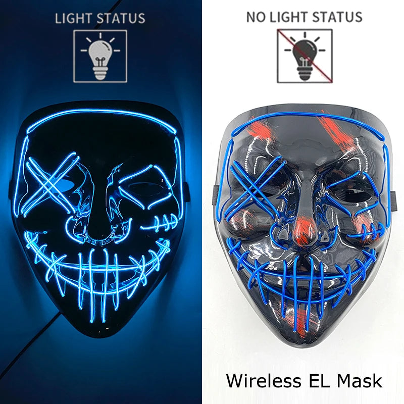 Masque LED Néon Purge — Cosplay Halloween Carnaval Soirée Déguisement
