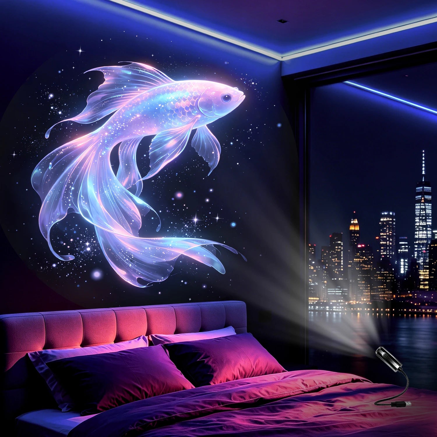 Projecteur Océan USB — Ambiance Fond Marin Romantique Veilleuse Chambre