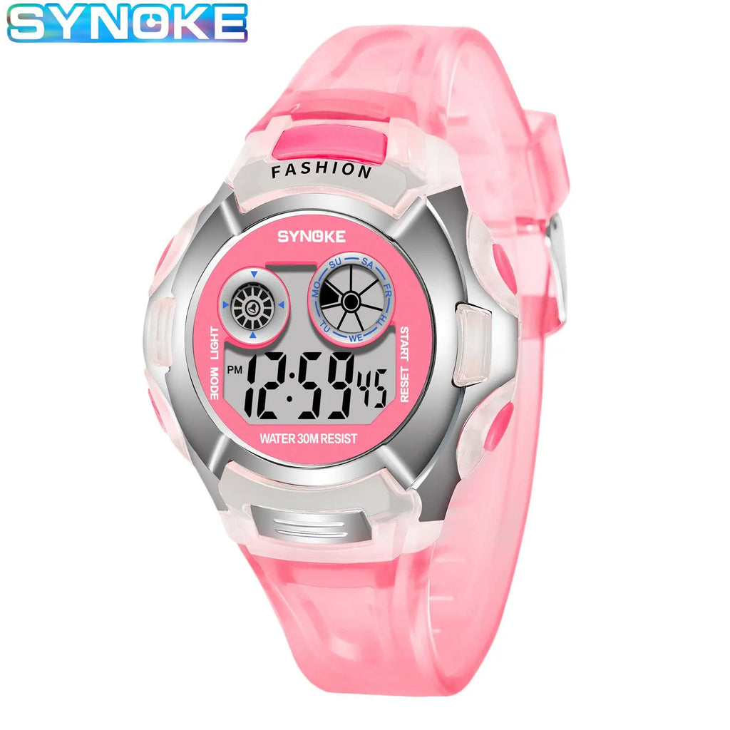 Montre Digitale Enfant SYNOKE — Sport Étanche 3Bar Lumière 7 Couleurs Alarme Chrono