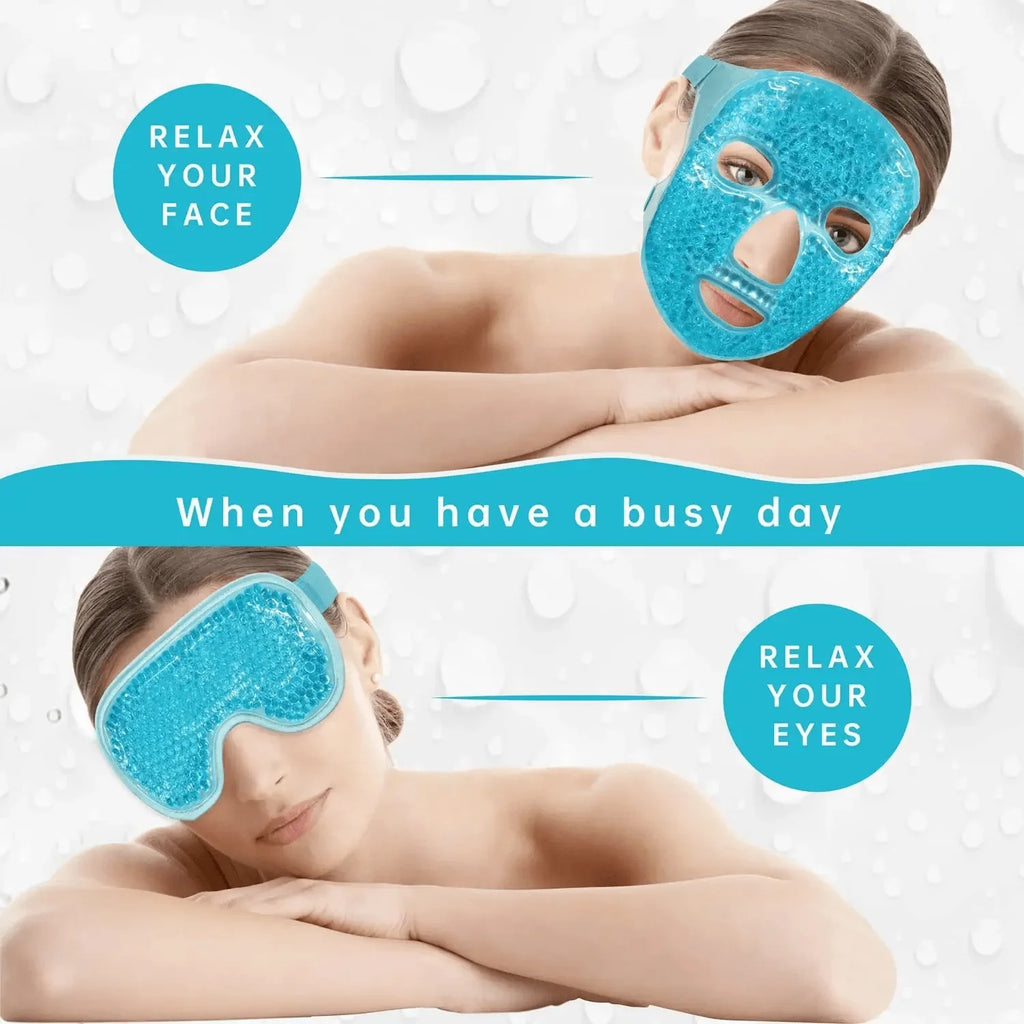 Masque Gel Chaud & Froid Visage & Yeux — Anti-Poches Réutilisable