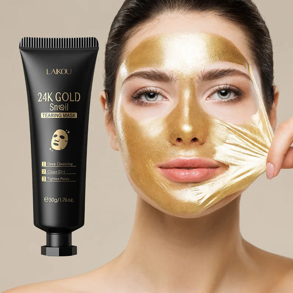 Masque Peel-Off LAIKOU 24K Or & Sakura — Éclat & Anti-Points Noirs