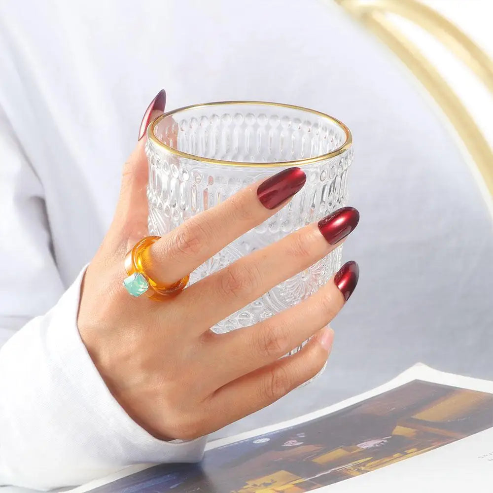 Trendy Fashion Jewelry Rhinestone Acrylic Girls Irregular Transparent Finger Ring Geometric Resin Rings