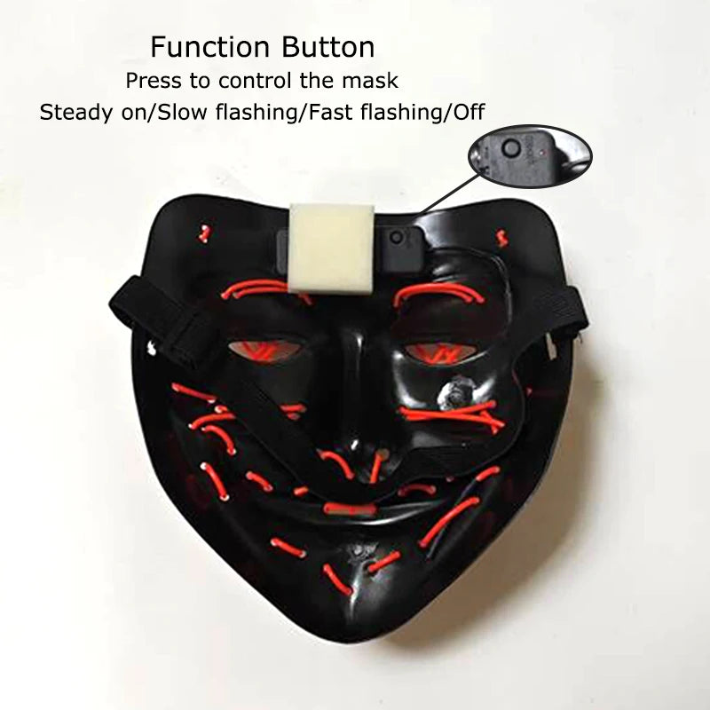 Masque LED Néon Purge — Cosplay Halloween Carnaval Soirée Déguisement