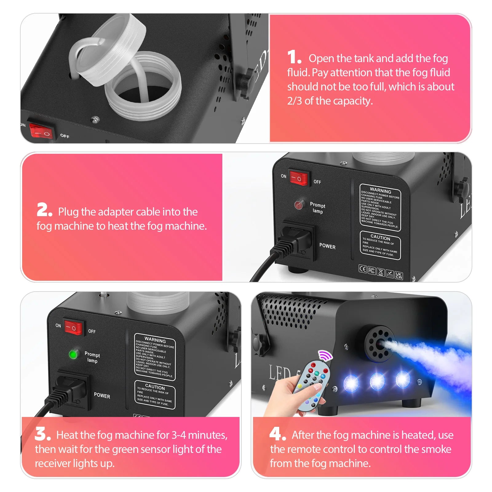 Machine à Fumée 500W RGB LED — Télécommande DJ Halloween Fêtes