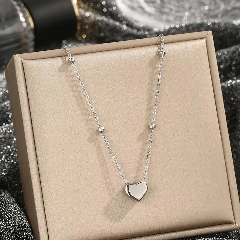 Stainless Steel Gold Color Heart Love Chain Necklace Bracelets Earrings For Women Girl New Fashion Non-fading Jewelry Set