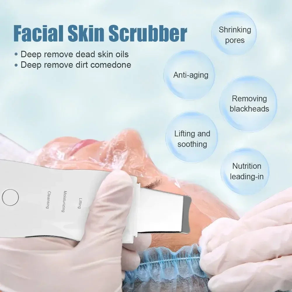 Spatule Nettoyante Visage — Peeling Ultrasonique Anti-Points Noirs