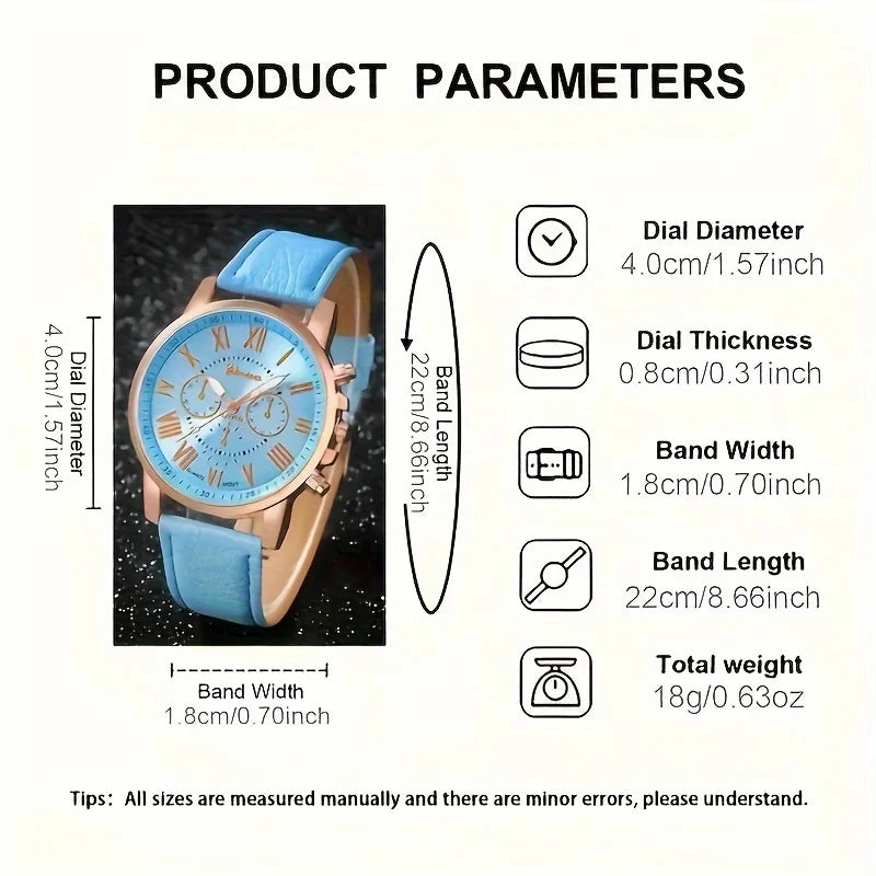 Ensemble Montre & Bijoux Assortis — Cuir & Zircon