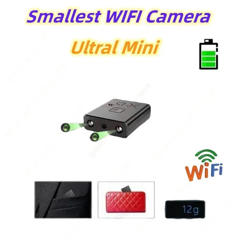 Mini Caméra Espion 1080P WiFi — Invisible Vision Nocturne Batterie Intégrée