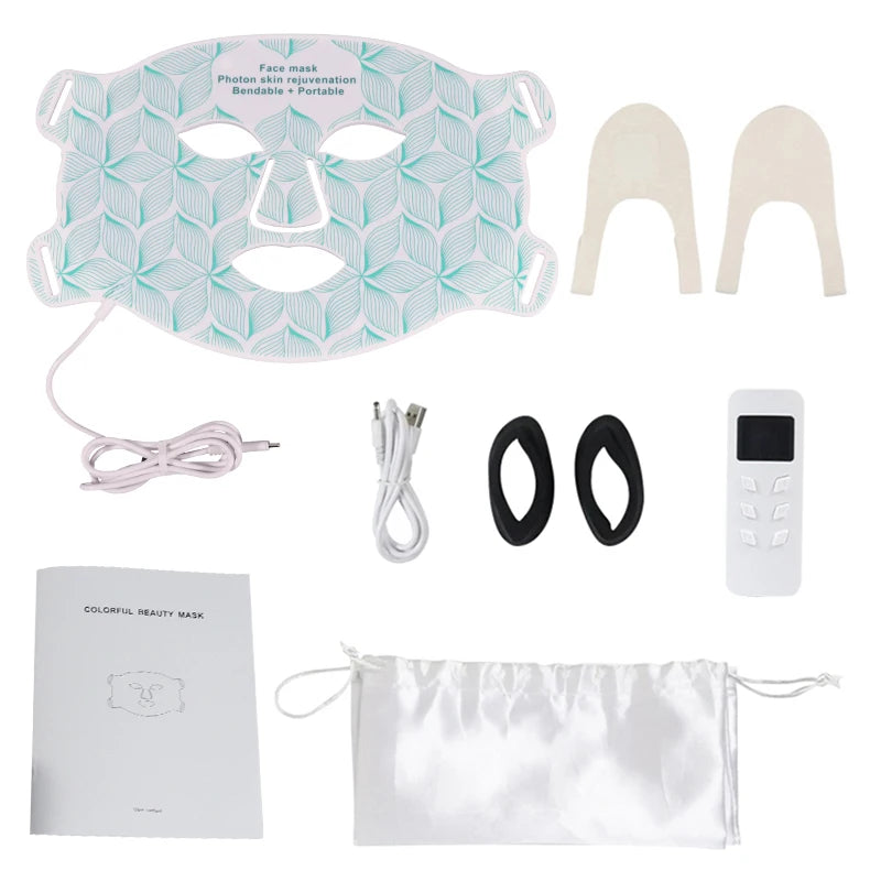 Masque LED Visage & Cou 8 Couleurs – Photothérapie Anti-Âge & Anti-Acné