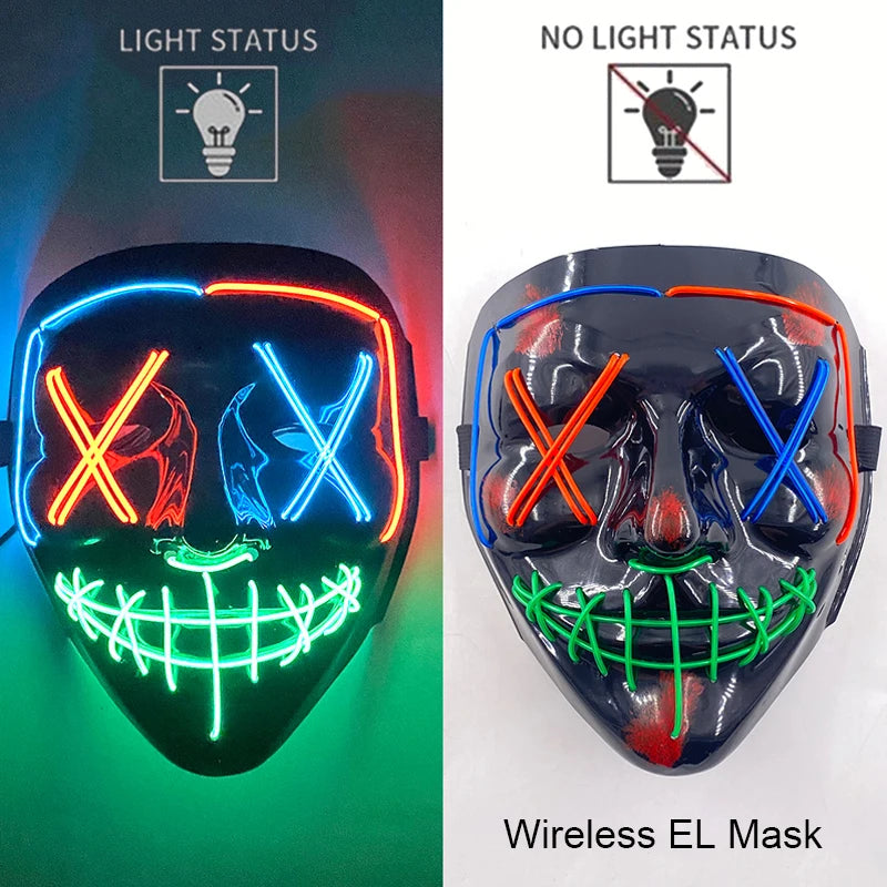 Masque LED Néon Purge — Cosplay Halloween Carnaval Soirée Déguisement