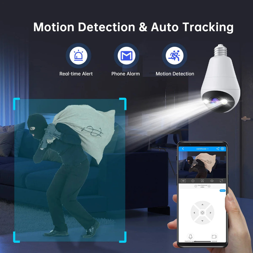 Caméra Ampoule E27 WiFi JOOAN — 5MP Tracking IA Vision Nocturne Couleur