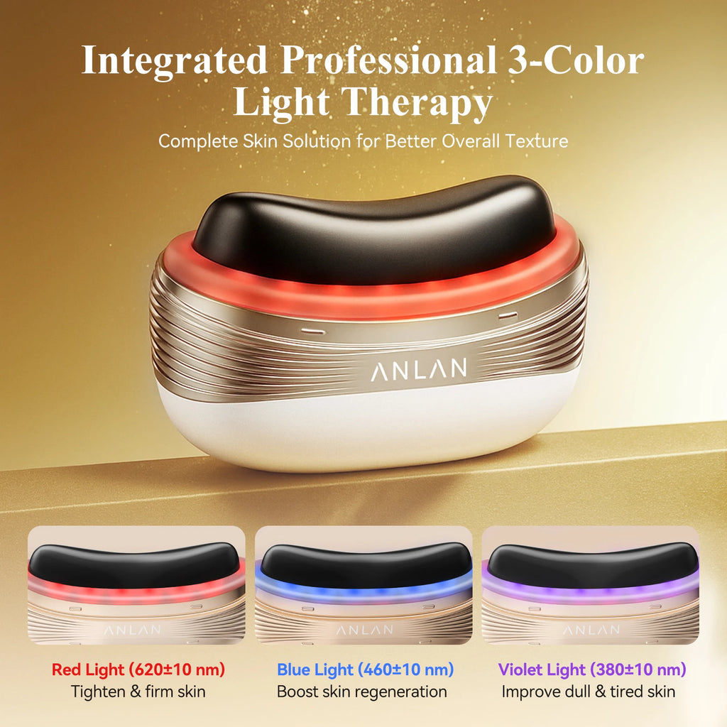 Masseur Gua Sha ANLAN 2-en-1 — Jade Naturel, LED & Microcourant