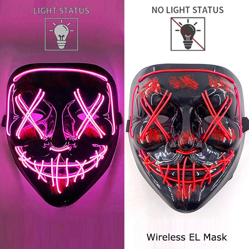 Masque LED Néon Purge — Cosplay Halloween Carnaval Soirée Déguisement