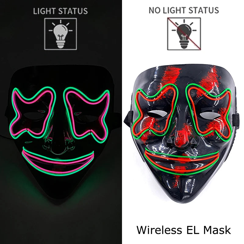 Masque LED Néon Purge — Cosplay Halloween Carnaval Soirée Déguisement