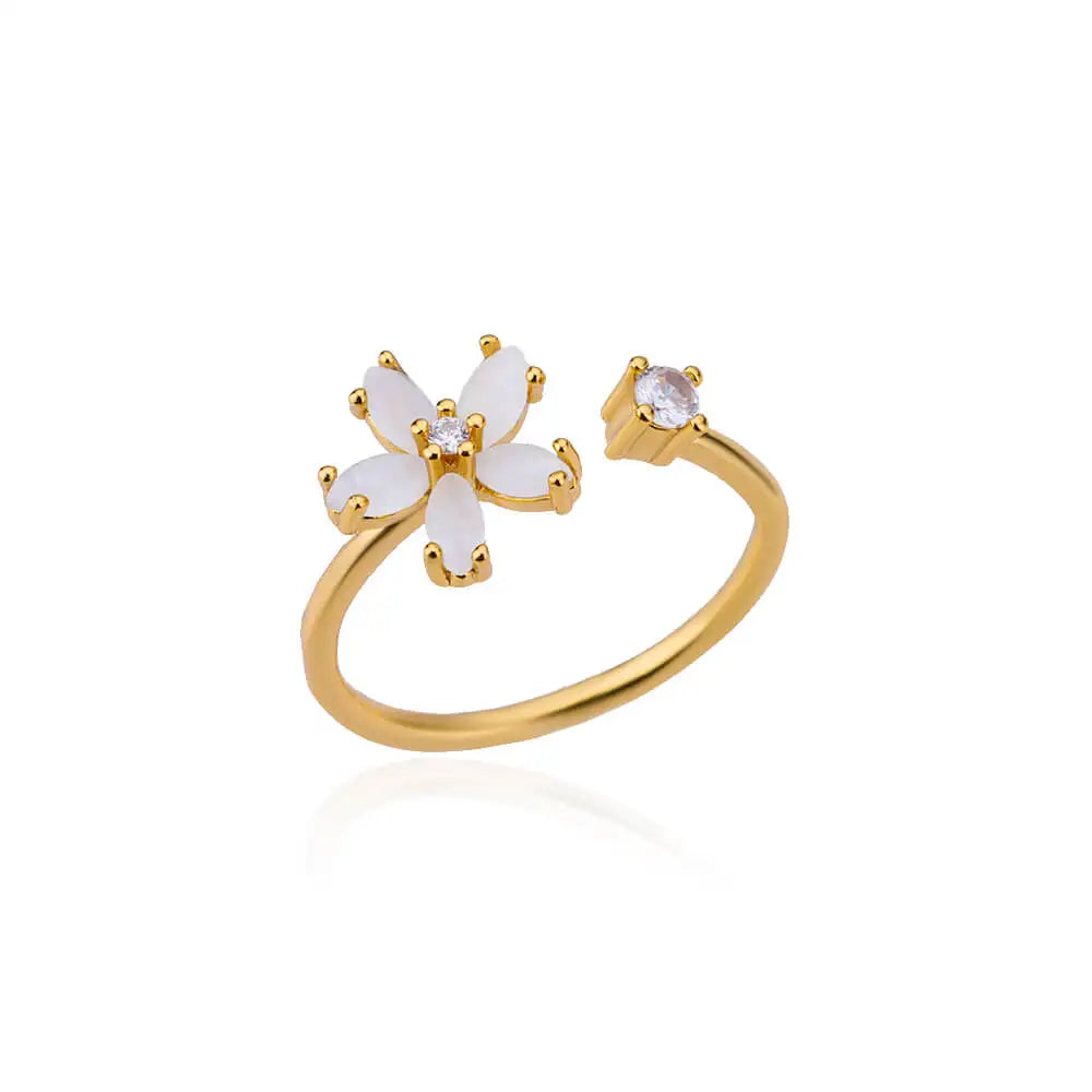 Bague Tournesol Acier Inoxydable — Or & Fleur Exagérée