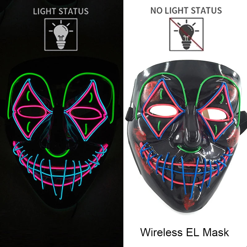Masque LED Néon Purge — Cosplay Halloween Carnaval Soirée Déguisement