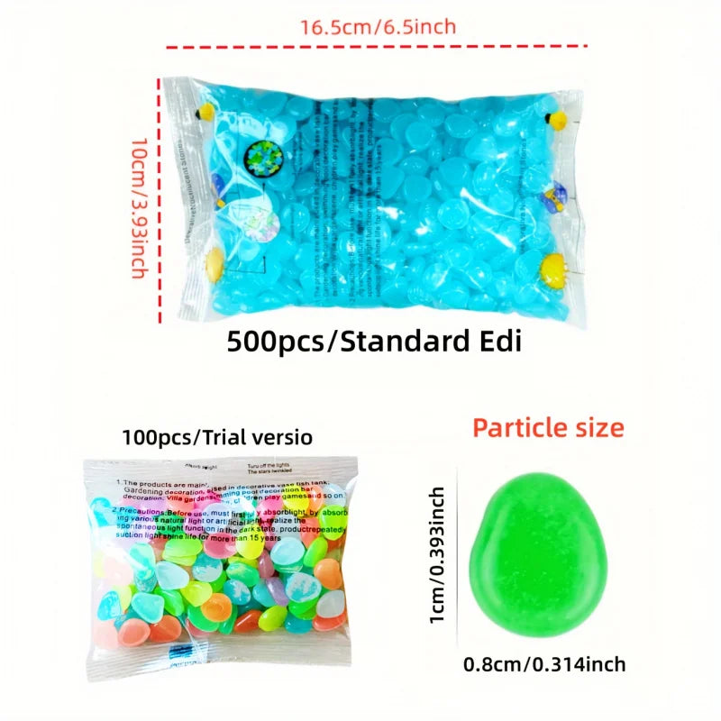 100/500 Pcs/bag, Luminous Stone, Landscape Flower Pot And Fish Tank Beautification Decorative Stone (0.31 * 0.39 Inches)