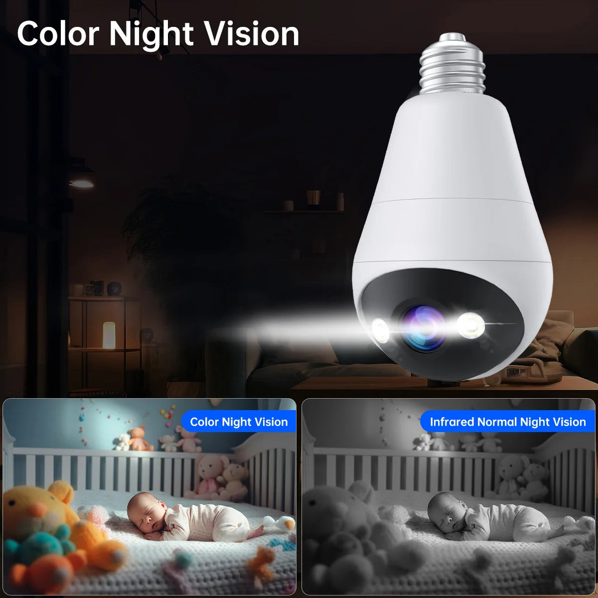 Caméra Ampoule E27 WiFi JOOAN — 5MP Tracking IA Vision Nocturne Couleur