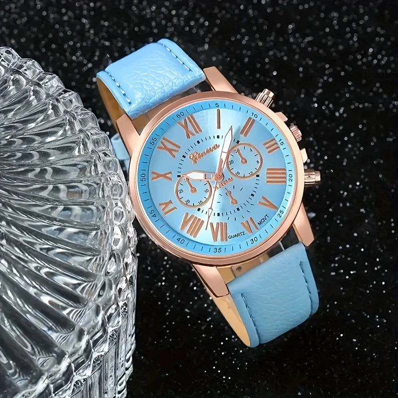Ensemble Montre & Bijoux Assortis — Cuir & Zircon
