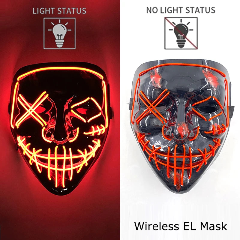 Masque LED Néon Purge — Cosplay Halloween Carnaval Soirée Déguisement