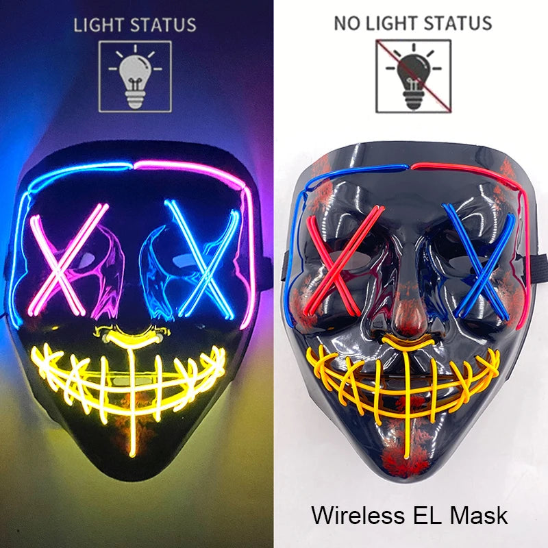 Masque LED Néon Purge — Cosplay Halloween Carnaval Soirée Déguisement