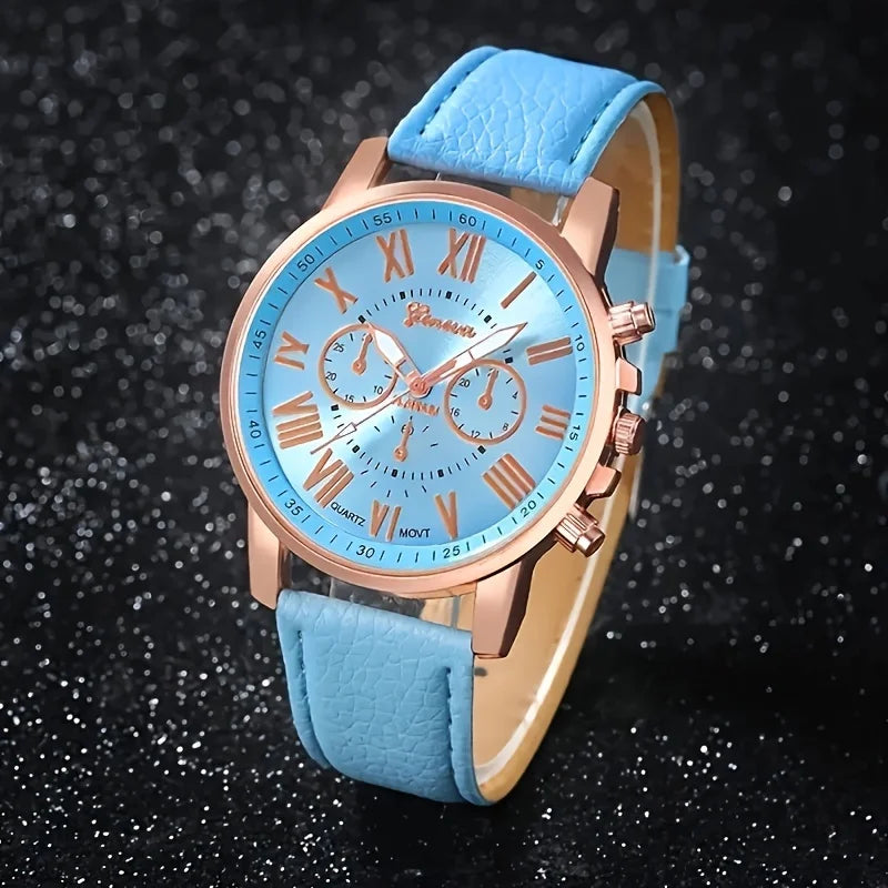 Ensemble Montre & Bijoux Assortis — Cuir & Zircon