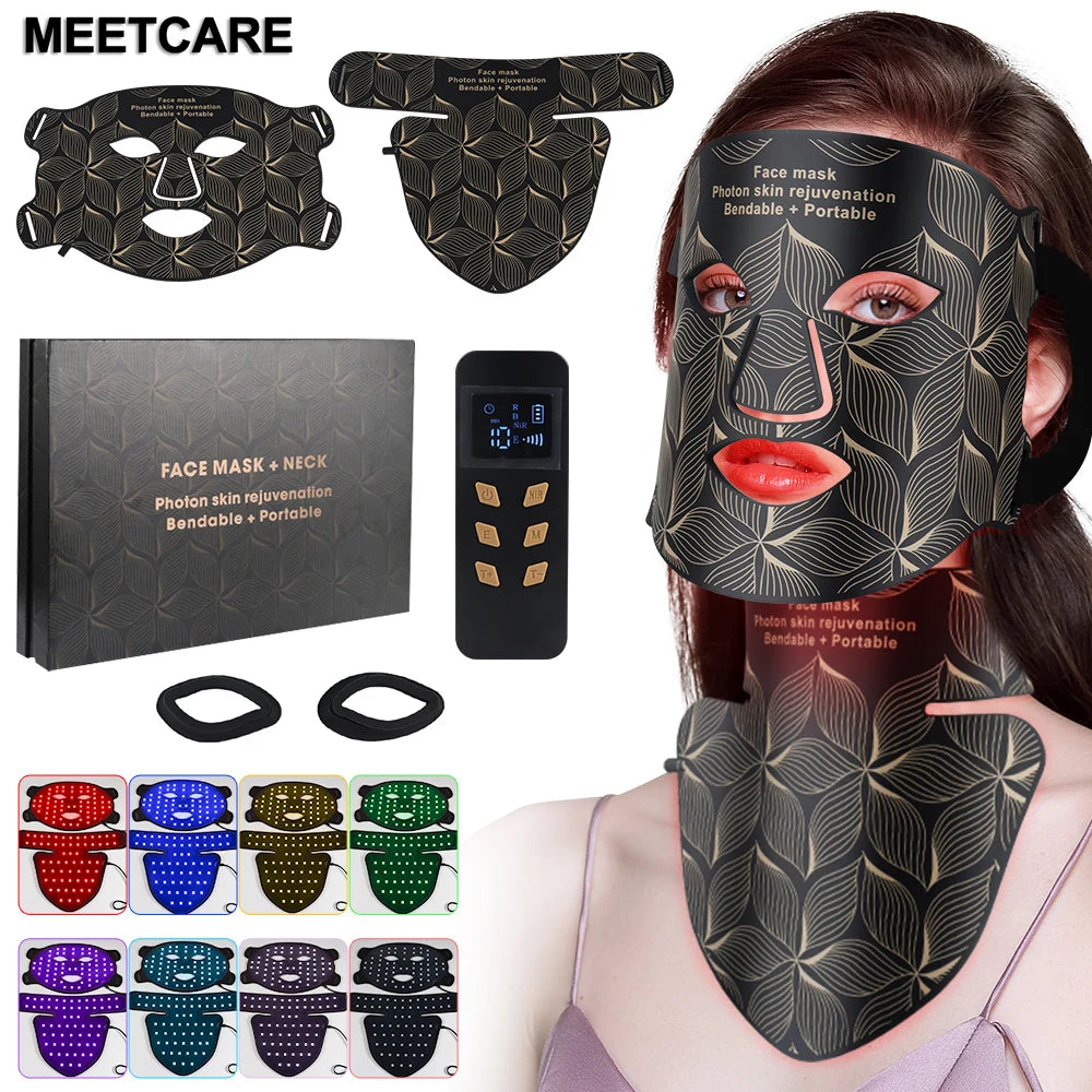 Masque LED Visage & Cou 8 Couleurs – Photothérapie Anti-Âge & Anti-Acné