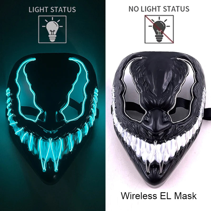Masque LED Néon Purge — Cosplay Halloween Carnaval Soirée Déguisement