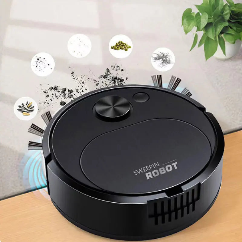 Robot Aspirateur 3-en-1 Mini USB — Aspiration 1500Pa Silencieux Maison & Bureau