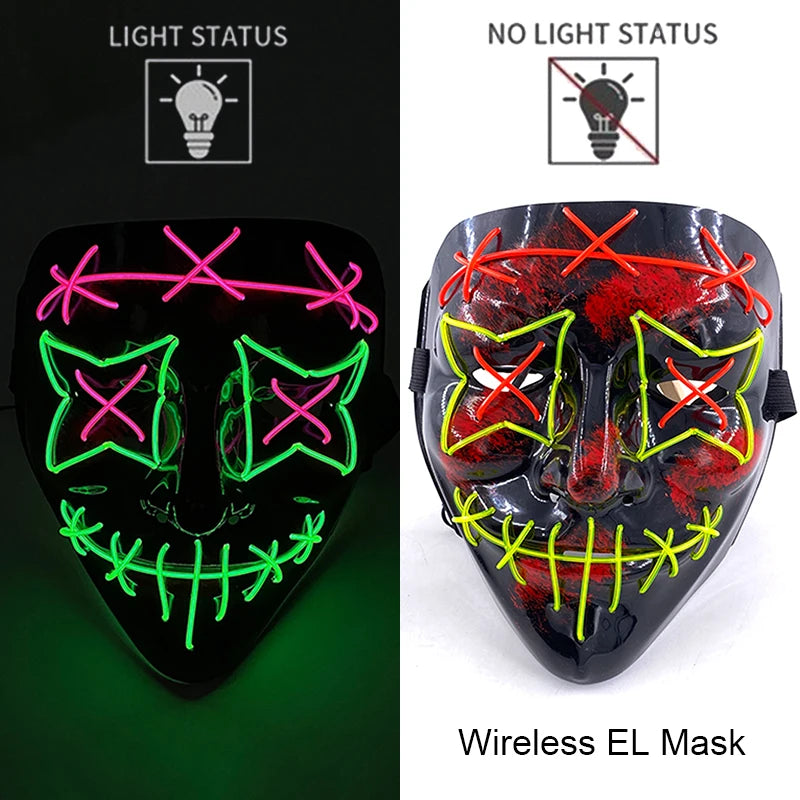 Masque LED Néon Purge — Cosplay Halloween Carnaval Soirée Déguisement