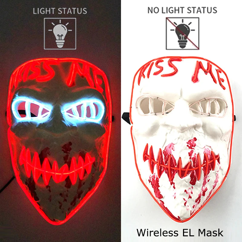 Masque LED Néon Purge — Cosplay Halloween Carnaval Soirée Déguisement