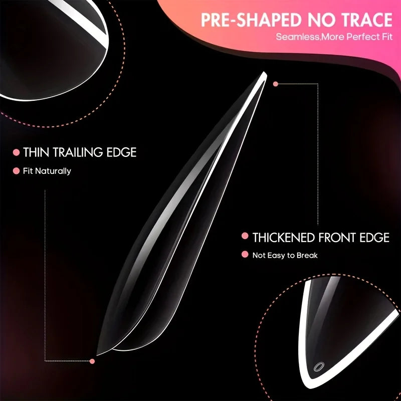 120 Faux Ongles Transparents — Kit Complet 12 Tailles
