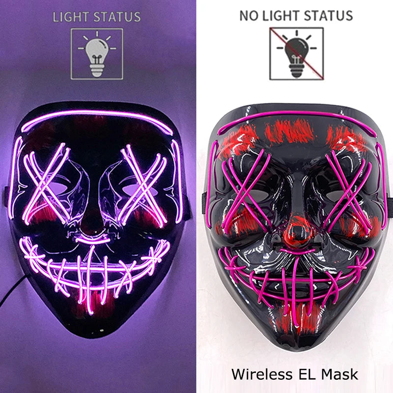 Masque LED Néon Purge — Cosplay Halloween Carnaval Soirée Déguisement